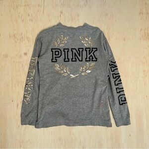 Gray PINK T- Shirt with Gold leaf design